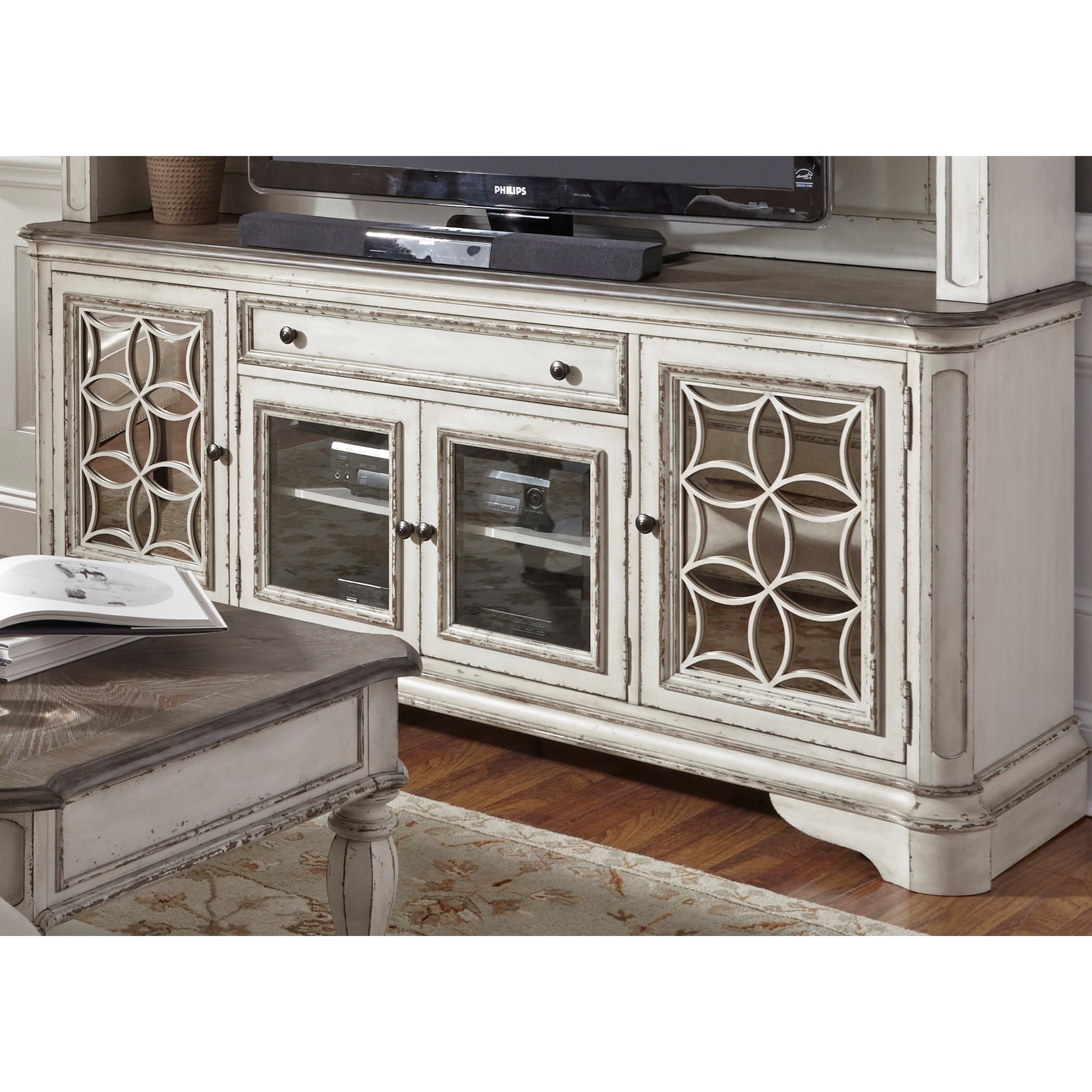Liberty Furniture Magnolia Manor Entertainment TV Stand with Glass
